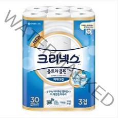 크리넥스 유한킴벌리 비데 3겹 울트라클린 화이트 화장지 30m, 30롤, 1팩