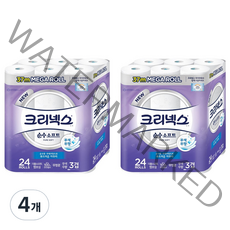 크리넥스 3겹 순수소프트 화장지 37m, 24롤, 4개