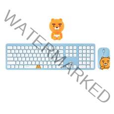 카카오프렌즈 무선 키보드 + 마우스 + 실리콘 키스킨 2p + 피규어 세트, KFKM-001, 라이언, 일반형