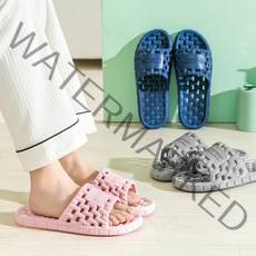 제이드슈 미끄럼방지 물빠짐 줄무늬 욕실화 1+1, 그레이 남성 Free, 블루 남성 Free