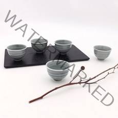 고급스러운 도자기소주잔 골뱅이 술잔 5p세트, 스카이그레이, 1세트