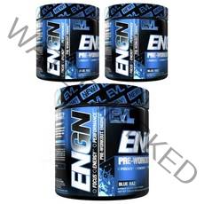 EVLUTIONNUTRITION ENGN 프리-워크아웃 엔진 블루 라즈 맛, 3개, 312g