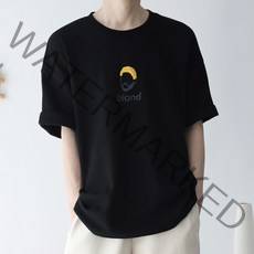 남자 오버핏 무지 부클자수 면 박스 반팔티셔츠 0CUS