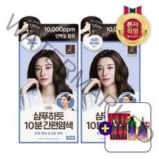 LG 생활건강 엘라스틴 샴푸하듯 10분 간편염색 80g x 2개 흑갈색 + 트리트먼트 7ml 3개 증정, 단품없음, 1세트