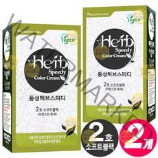동성제약 허브 스피디 칼라 크림 염색약 1 2제 각 60g 천연유래성분, 2호-소프트블랙, 2개