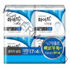 화이트 시크릿홀 울트라슬림 대형 날개형 생리대, 17개입, 4개