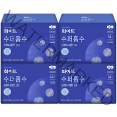 [최저가] 화이트 시크릿홀 울트라슬림 33CM 오버나이트 14P X 4팩, 14개입