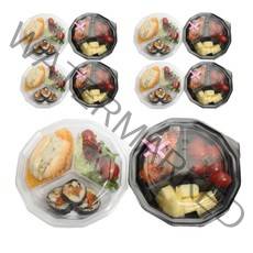 피크닉하우스 3칸 도시락 투명 5p + 블랙 5p + 투명뚜껑 10p, 1세트