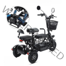 세발 전기자전거 접이식 삼륜 최대 3인승 여성 가족 등하원 삼륜, 2인용, 20A 80km, 블랙