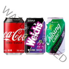 제로 탄산음료 3종 코카콜라 사이다 웰치스 355ml x 24캔 세트, 1세트