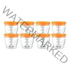 베베락 밀폐눈금 이유식 용기 180ml, 오렌지, 8개입