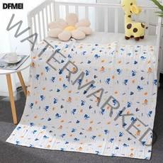 DFMEI 면 a종 거즈 목욕 타월 6단사 흡수 덮개 담요 소프트 프린트 목욕 타월, 푸른고래, 6단110*110, 1개