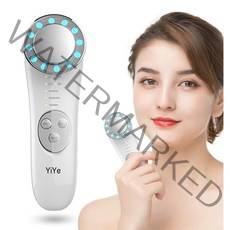 YiYe 갈바닉 얼굴 마사지기구 뷰티디바이스 홈케어 피부관리기 온열 고주파 진동 케어 LED 적청빛 USB충전, YiYe 018, 흰색, YiYe-018