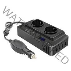 인버트 인버터 스마트 실시간 LED 디지털 디스플레이 자동차 전압 EU 플러그 소켓 12V-220V, 1.Black