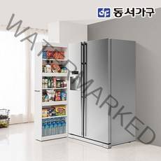 동서가구 네오 블라인 바퀴달린 슬림 키큰 슬라이딩 냉장고 틈새 수납장 240 NES597, 그레이
