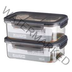코멧 BPA FREE 클리어 밀폐용기 칸막이 반찬통 900ml, 2입
