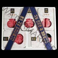 우마왕 한우 1등급 선물세트 구이용 모듬 감동두배 리본메세지, 1kg, 오복VIP세트(등심+채끝+부채+갈비살+살치), 1개
