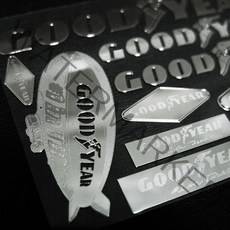 굿이어 금속 타이어 로고 스티커 GOODYEAR, A사이즈 실버, 1개