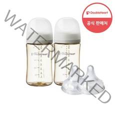 더블하트 모유실감 3세대 PPSU 모먼트 트윈팩 240ml+젖꼭지(2입), 오후의베이지, 3세대 젖꼭지SS, 오후의베이지, 2개