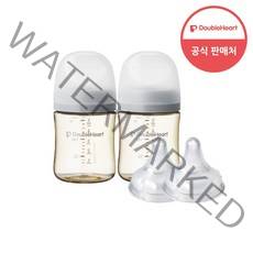 더블하트 모유실감 3세대 PPSU 모먼트 트윈팩 160ml+젖꼭지(2입), 새벽그레이, 3세대 젖꼭지3L